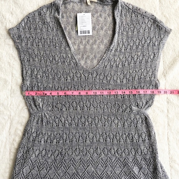Anthro. Moth | Linen Blend Open Knit Hooded TopNWT - Picture 11 of 12